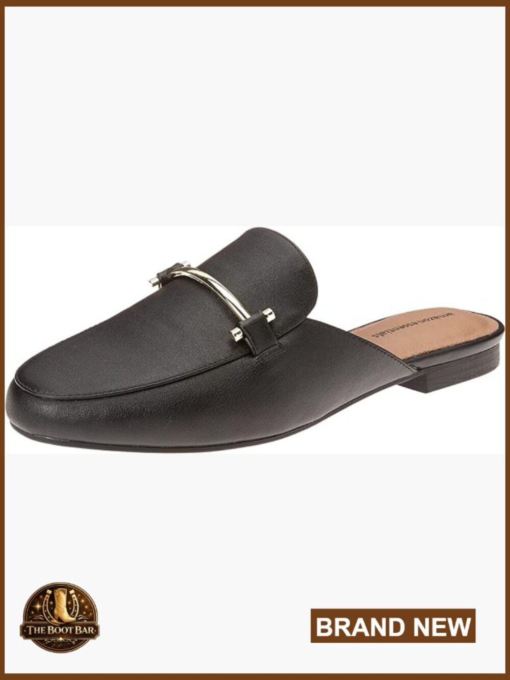Women's Slip On Buckle Mule Backless Flat Loafer Memory Foam Faux Leather
